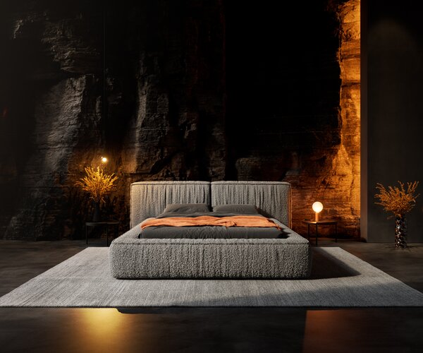 DELIFE Čalouněná postel Coperti 140x200 cm bouclé stříbrně šedá