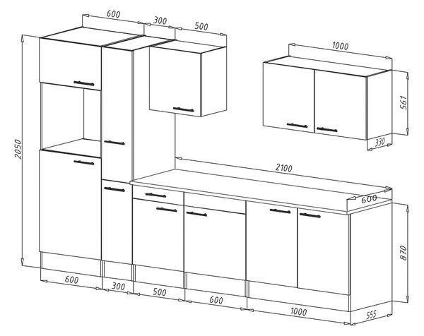 KUCHYŇSKÝ BLOK BEZ SPOTŘEBIČŮ 300/205/60 cm Respekta - Online Only kuchyňské linky, Online Only