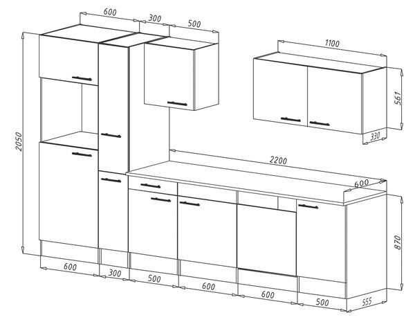 KUCHYŇSKÝ BLOK BEZ SPOTŘEBIČŮ 310 cm Respekta - Online Only kuchyňské linky, Online Only