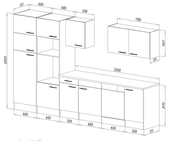 KUCHYŇSKÝ BLOK BEZ SPOTŘEBIČŮ 340 cm Respekta - Online Only kuchyňské linky, Online Only