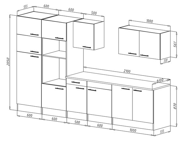 KUCHYŇSKÝ BLOK BEZ SPOTŘEBIČŮ 330 cm Respekta - Online Only kuchyňské linky, Online Only