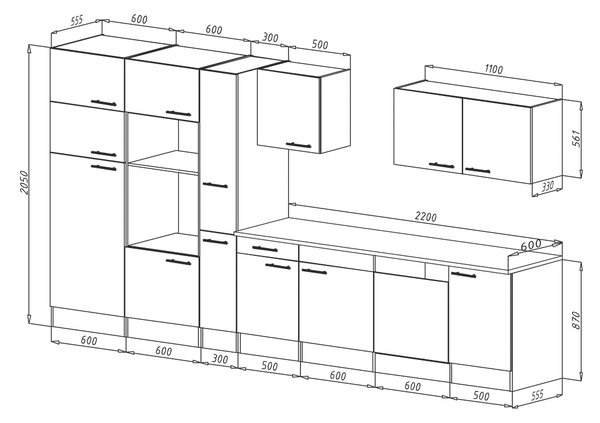 KUCHYŇSKÝ BLOK BEZ SPOTŘEBIČŮ 370 cm Respekta - Online Only kuchyňské linky, Online Only