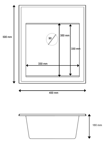Gamma Modern 4050, 1-komorový granitový dřez 400x500x180 mm, béžová, GMA-ZM-4050-B