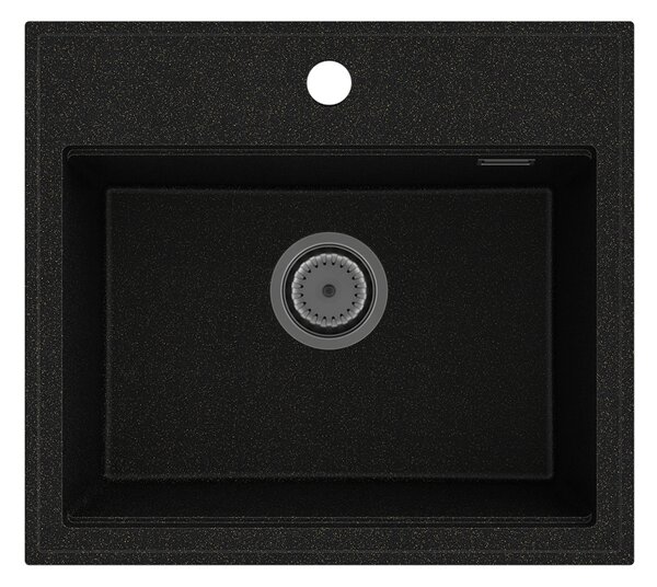 Gamma Modern 5055, 1-komorový granitový dřez 560x500x210 mm, černá se zlatými body, GMA-ZM-55-GD