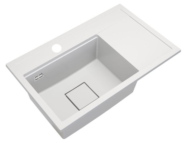 Gamma Quadro 8151, 1-komorový granitový dřez 800x500x220 mm, bílá, GMA-ZLE000183