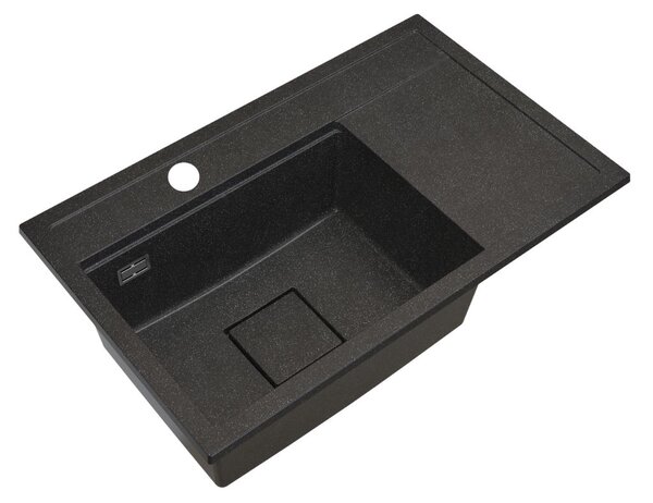Gamma Quadro 8151, 1-komorový granitový dřez 800x500x220 mm, černá skvrnitá, GMA-ZLE000185