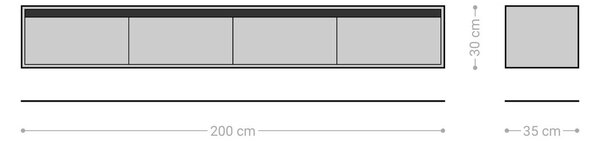 DELIFE Designový TV stolek Stonegrace 200 cm dub přírodní břidlice 4 zásuvky závěsný