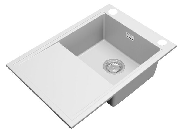 Gamma Design 7050, 1-komorový granitový dřez 700x480x205 mm, bílá, GMA-ZLE000137