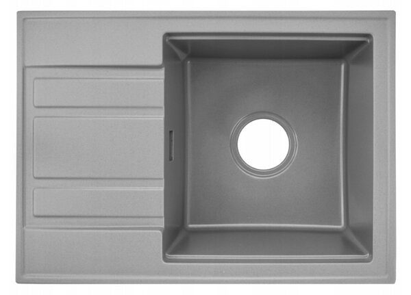 Gamma Modern 6040, 1-komorový granitový dřez 580x420x185 mm s krátkým odkapávačem, šedá, GMA-ZM-6040-G