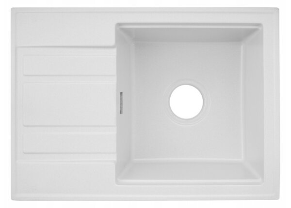 Gamma Modern 6040, 1-komorový granitový dřez 580x420x185 mm s krátkým odkapávačem, bílá, GMA-ZM-6040-WH