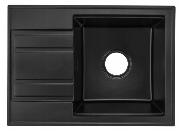 Gamma Modern 6040, 1-komorový granitový dřez 580x420x185 mm s krátkým odkapávačem, černá, GMA-ZM-6040-BK