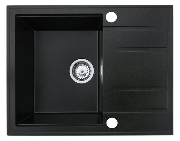 Gamma Modern 6550, 1-komorový granitový dřez 650x500x210 mm s krátkým odkapávačem, černá se zlatými body, GMA-ZLE000093