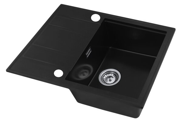 Gamma Modern 6550, 1-komorový granitový dřez 650x500x210 mm s krátkým odkapávačem, černá, GMA-ZLE000089