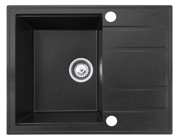 Gamma Modern 6550, 1-komorový granitový dřez 650x500x210 mm s krátkým odkapávačem, černá skvrnitá, GMA-ZLE000090