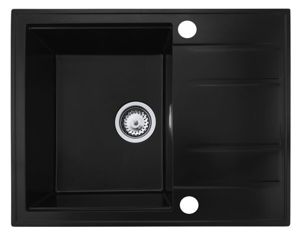 Gamma Modern 6550, 1-komorový granitový dřez 650x500x210 mm s krátkým odkapávačem, černá, GMA-ZLE000089