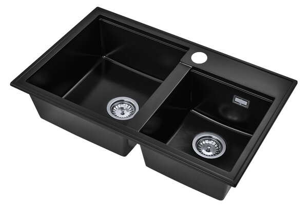 Gamma Modern 8020, 2-komorový granitový dřez 795x495x210 mm, černá, GMA-ZLE000026