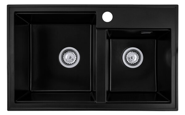 Gamma Modern 8020, 2-komorový granitový dřez 795x495x210 mm, černá, GMA-ZLE000026