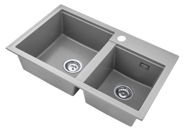 Gamma Modern 8020, 2-komorový granitový dřez 795x495x210 mm, šedá, GMA-KAT00048