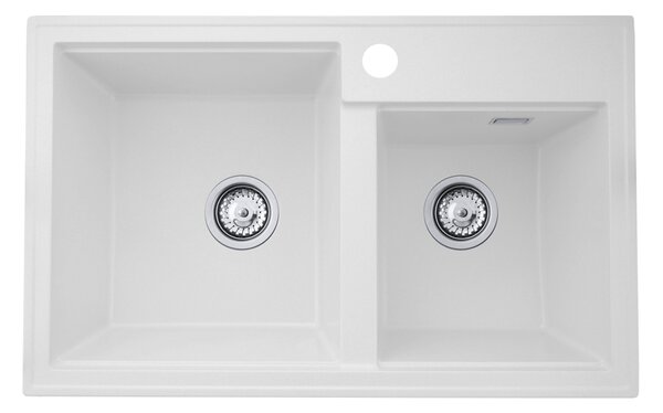 Gamma Modern 8020, 2-komorový granitový dřez 795x495x210 mm, bílá, GMA-ZLE000032