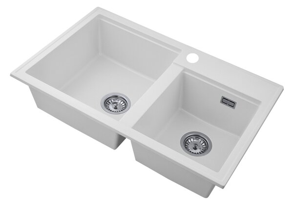 Gamma Modern 8020, 2-komorový granitový dřez 795x495x210 mm, bílá, GMA-ZLE000032