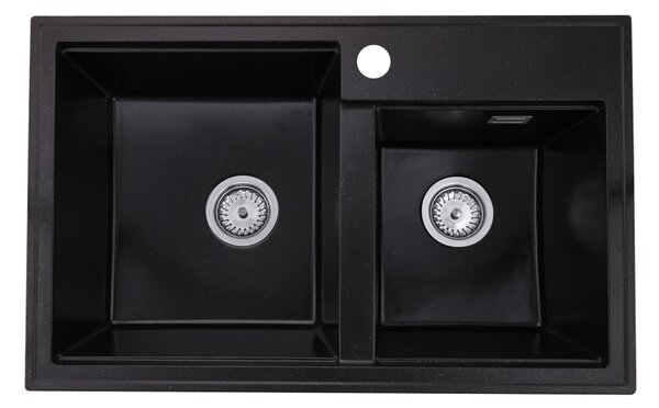 Gamma Modern 8020, 2-komorový granitový dřez 795x495x210 mm, černá se zlatými body, GMA-ZLE000033