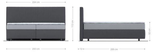 DELIFE Boxspring postel Dream-Well plyšový manšestr béžová 200x200 cm s taštičkovou pružinovou matrací a visco topperem