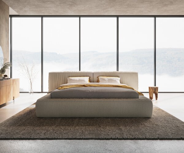 DELIFE Čalouněná postel Coperti 180x200 cm bouclé krémovo-bílá