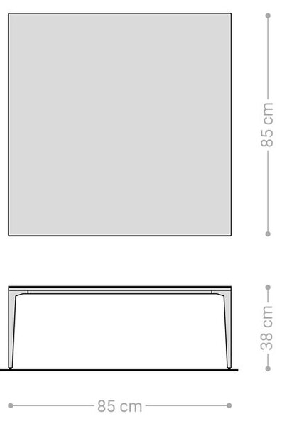 DELIFE Konferenční stolek Levente 85x85 cm keramika Laminam® Emperador Extra Lucidato tmavě hnědá podnož nerezová ocel stříbrná
