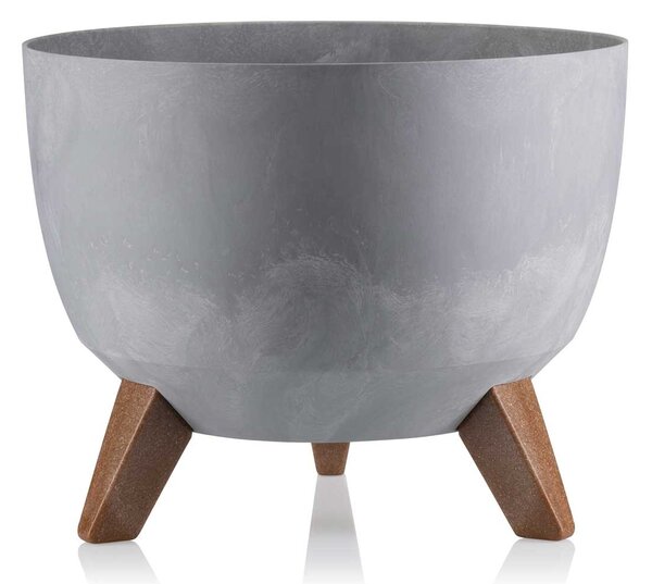 PLASTOVÝ KVĚTINÁČ ROSA ECO 15X24 CM IMITACE BETONU ŠEDÁ