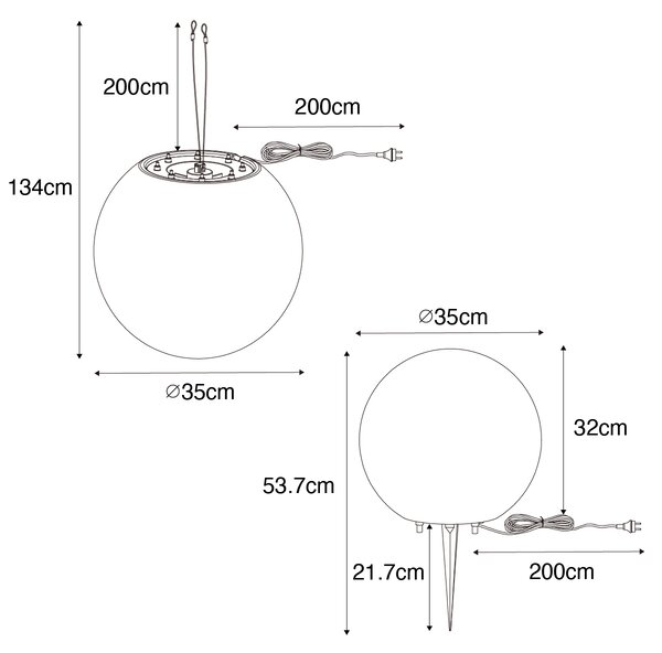 Chytrá venkovní lampa bílá 35 cm IP65 vč. WiFi A60 - Nura