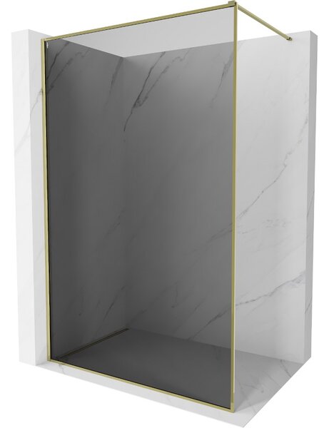 Mexen, Mexen Kioto-XF sprchová stěna s rámem 50 x 202 cm, grafit 10 mm, zlatá - 800-050-104-50-40-X