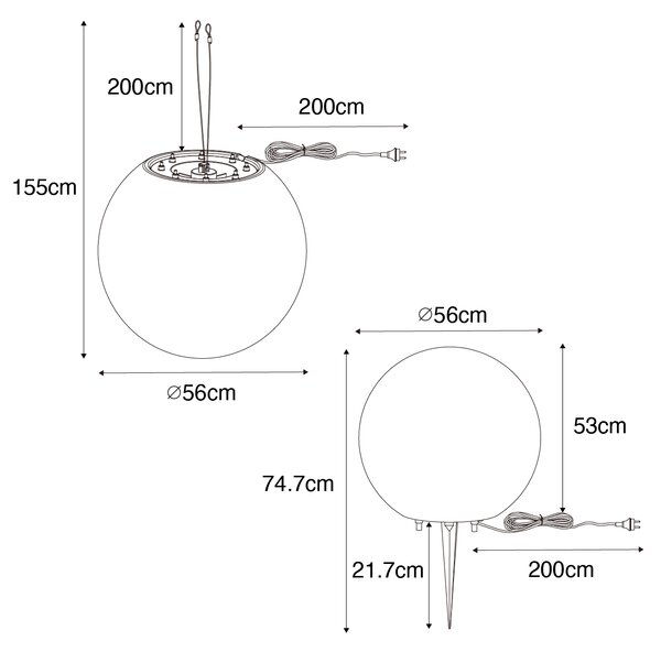 Chytrá venkovní lampa šedá 56 cm IP44 vč. Wifi A60 - Nura