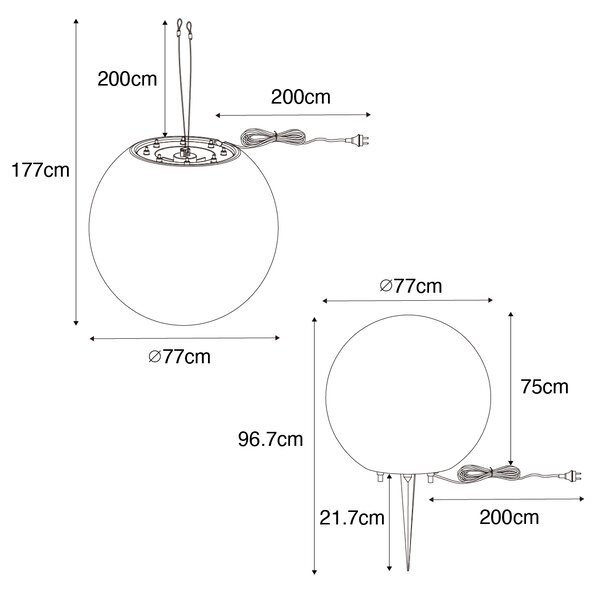 Chytrá venkovní lampa šedá 77 cm IP44 vč. Wifi A60 - Nura