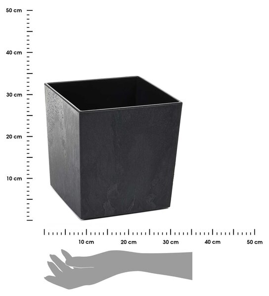 PLASTOVÝ KVĚTINÁČ FLORE 25X25 CM IMITACE BETONU ČERNÁ