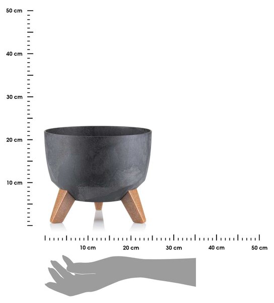 PLASTOVÝ KVĚTINÁČ ROSA ECO 15X24 CM IMITACE BETONU ČERNÁ