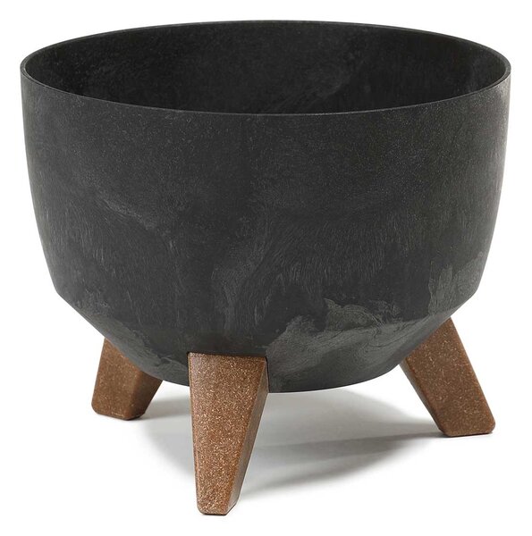 PLASTOVÝ KVĚTINÁČ ROSA ECO 15X24 CM IMITACE BETONU ČERNÁ