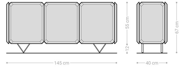 DELIFE Komoda Kiano 145 cm akácie přírodní 3 dvířka podnož ve tvaru V nerezová ocel paravan