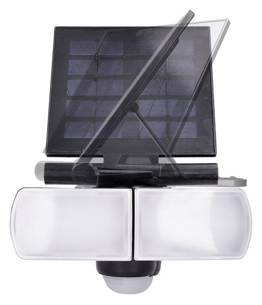 SOLIGHT LED solární osvětlení se senzorem 8W/600Lm/Li-Ion 3,7V-2000mAh/IP44, černé