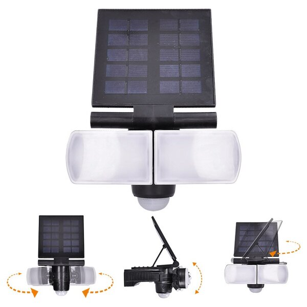 SOLIGHT LED solární osvětlení se senzorem 8W/600Lm/Li-Ion 3,7V-2000mAh/IP44, černé