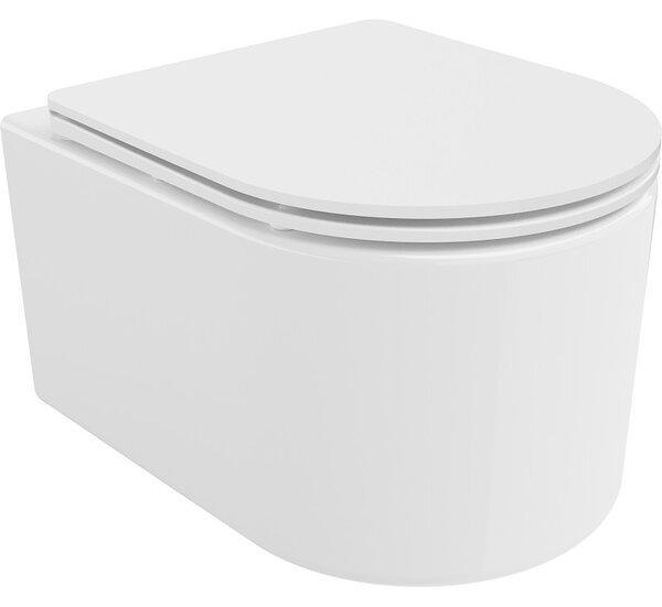 Mexen Sofia, závěsná WC mísa 490x360x355 mm, Rimless Tornádo + WC sedátko z duroplastu, bílá lesklá, 30540300T