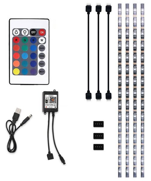 SOLIGHT LED WIFI smart RGB pásek pro TV, 4x50cm, USB