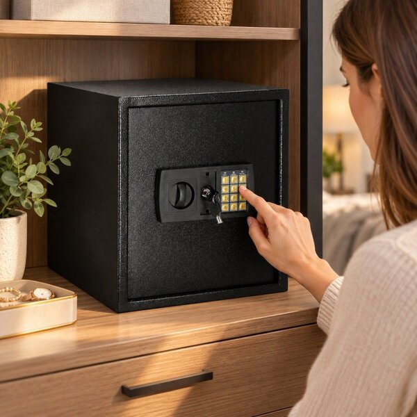 Trezor na peníze 41,5x35x31 cm SPRINGOS HA5058 černý