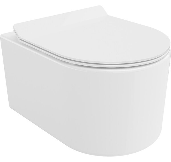 Mexen Sofia, závěsná WC mísa 490x360x355 mm, Rimless Tornádo + WC sedátko z duroplastu, bílá lesklá, 30540100T