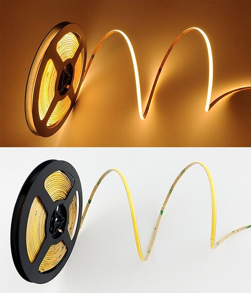 SOLIGHT LED COB světelný pás 5m, 10W/m, 1000lm/m, CR>90, IP44, teplá bílá
