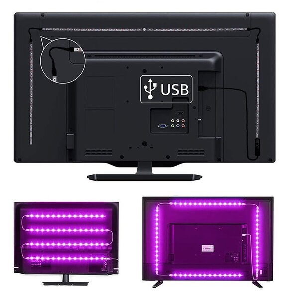 SOLIGHT LED WIFI smart RGB pásek pro TV, 4x50cm, USB