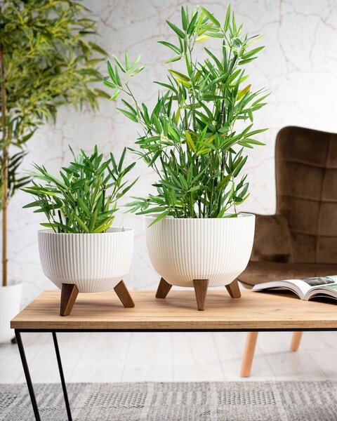 PLASTOVÝ KVĚTINÁČ ROSA LINEA ECO 18X29 CM KRÉMOVÁ