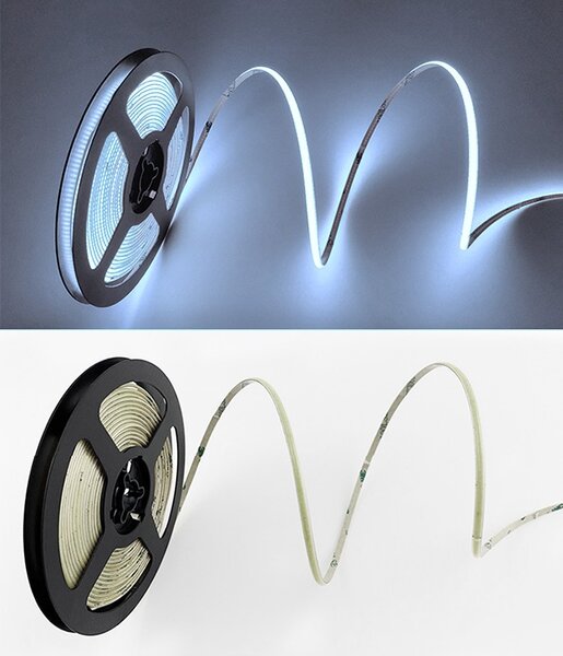 SOLIGHT LED COB stmívatelný světelný pás 5m, 10W/m, 1000lm/m, CR>90, IP44, studená bílá