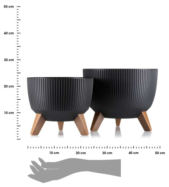 PLASTOVÝ KVĚTINÁČ ROSA LINEA ECO SADA 2KS 15X24,3 CM+18,3X29,2 CM ČERNÁ