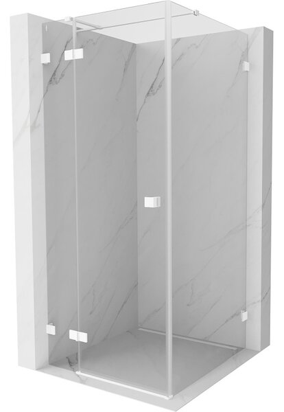 Mexen Lunar T, sklápěcí sprchový kout levý 110 x 110 cm, 8mm čiré sklo, bílý profil, 834T-110-110-20-00-L