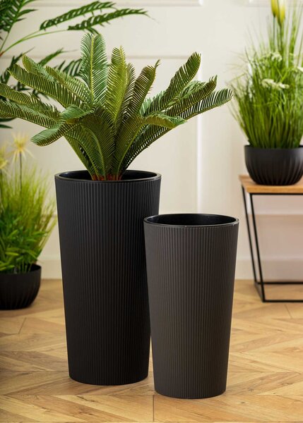 PLASTOVÝ KVĚTINÁČ URBANIKA ECO SADA 2KS 57X30 CM+46,6X25,5 CM ČERNÁ